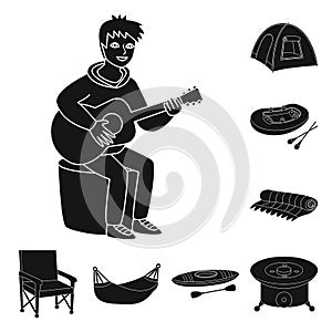 Isolated object of barbeque and rest symbol. Set of barbeque and nature vector icon for stock.
