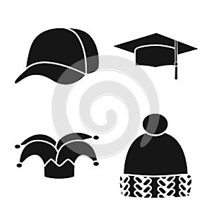 Isolated object of beanie  and beret symbol. Collection of beanie  and napper stock vector illustration.