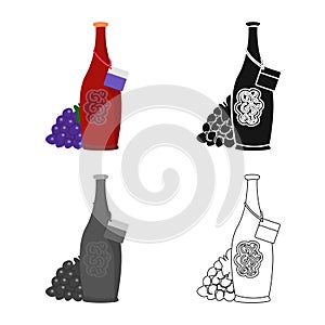 Isolated object of bottle and wine logo. Set of bottle and alcohol vector icon for stock.