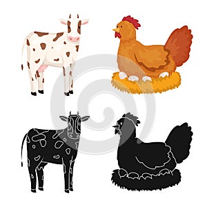 Isolated object of breeding and kitchen  icon. Set of breeding and organic  stock symbol for web.
