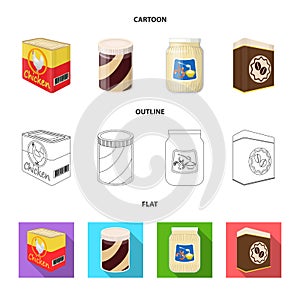 Isolated object of can and food logo. Set of can and package vector icon for stock.