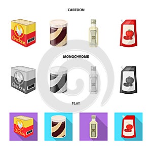 Isolated object of can and food symbol. Collection of can and package stock symbol for web.