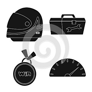 Isolated object of car and rally symbol. Collection of car and race stock vector illustration.