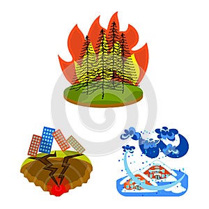 Isolated object of cataclysm and disaster symbol. Collection of cataclysm and apocalypse stock vector illustration.