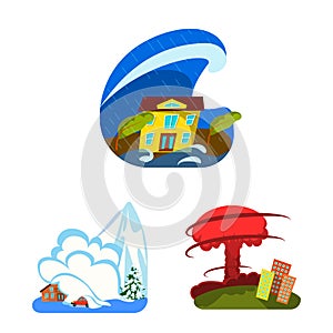 Isolated object of cataclysm and disaster symbol. Set of cataclysm and apocalypse stock vector illustration.