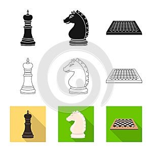 Vector illustration of checkmate and thin sign. Collection of checkmate and target stock vector illustration.