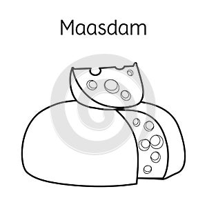 Isolated object of cheese and maasdam logo. Web element of cheese and piece stock symbol for web.