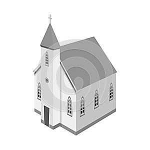 Vector illustration of church and catholic icon. Collection of church and steeple stock symbol for web.