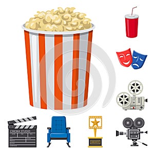 Isolated object of cinema  and theater symbol. Set of cinema  and entertainment stock symbol for web.