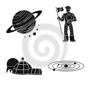 Isolated object of colonization and sky symbol. Collection of colonization and galaxy vector icon for stock.