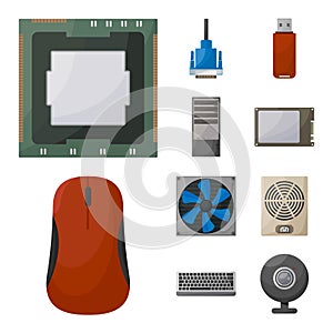 Isolated object of computer and hardware symbol. Set of computer and component vector icon for stock.