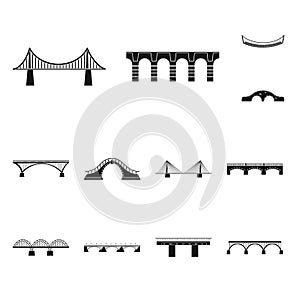 Isolated object of construct and side icon. Collection of construct and bridge stock vector illustration.