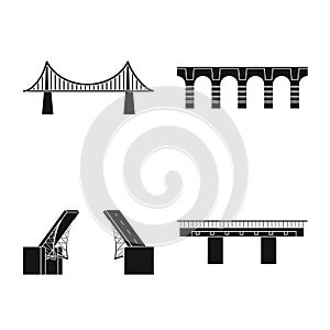 Isolated object of construct and side icon. Collection of construct and bridge stock vector illustration.