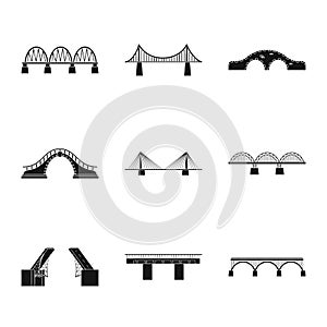 Isolated object of construct and side sign. Collection of construct and bridge vector icon for stock.