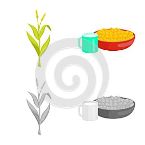 Isolated object of cornfield and vegetable icon. Collection of cornfield and vegetarian stock symbol for web.