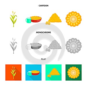 Isolated object of cornfield and vegetable icon. Collection of cornfield and vegetarian vector icon for stock.