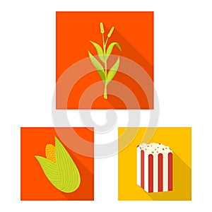 Isolated object of cornfield and vegetable icon. Collection of cornfield and vegetarian vector icon for stock.