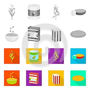 Isolated object of cornfield and vegetable icon. Set of cornfield and vegetarian stock symbol for web.
