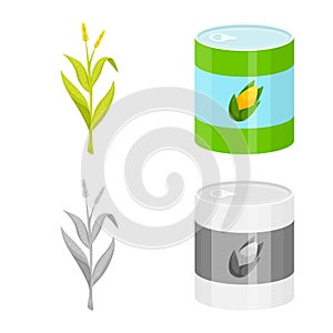 Vector illustration of cornfield and vegetable logo. Collection of cornfield and vegetarian stock symbol for web.