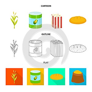 Isolated object of cornfield and vegetable logo. Set of cornfield and vegetarian vector icon for stock.