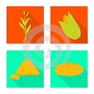 Isolated object of cornfield and vegetable sign. Set of cornfield and vegetarian vector icon for stock.