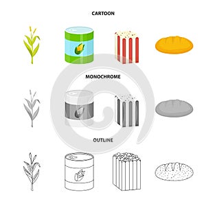Isolated object of cornfield and vegetable symbol. Collection of cornfield and vegetarian stock symbol for web.