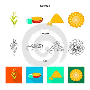 Isolated object of cornfield and vegetable symbol. Set of cornfield and vegetarian vector icon for stock.