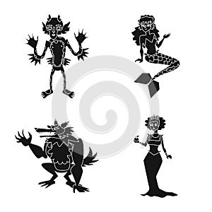 Isolated object of creature and devilry icon. Collection of creature and halloween vector icon for stock.