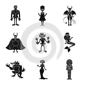 Isolated object of creature and devilry sign. Collection of creature and halloween vector icon for stock.