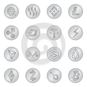 Isolated object of cryptography and finance sign. Collection of cryptography and e-business stock vector illustration.