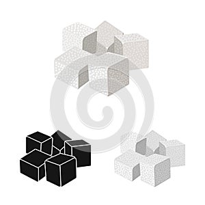 Isolated object of cube and cane logo. Web element of cube and sugar vector icon for stock.
