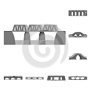 Isolated object of design and construct sign. Set of design and bridge vector icon for stock.