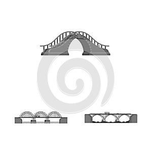 Isolated object of design and construct sign. Set of design and bridge vector icon for stock.