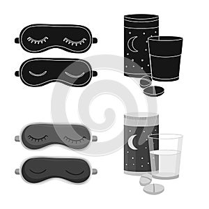 Isolated object of dreams and night sign. Collection of dreams and bedroom stock vector illustration.