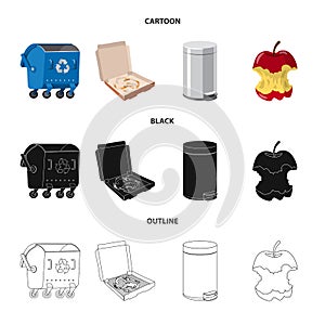 Isolated object of dump  and sort logo. Set of dump  and junk vector icon for stock.