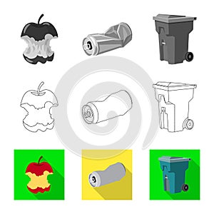 Isolated object of dump  and sort logo. Set of dump  and junk vector icon for stock.