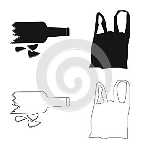 Isolated object of dump and sort logo. Set of dump and junk vector icon for stock.