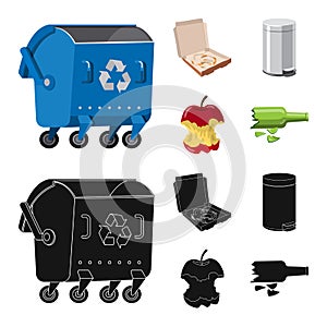 Isolated object of dump and sort logo. Set of dump and junk vector icon for stock.