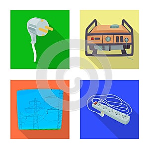 Objeto de electricidad a eléctrico icono. un conjunto compuesto por electricidad a energía depósito ilustraciones 