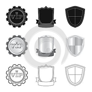 Isolated object of emblem and badge icon. Collection of emblem and sticker stock symbol for web.