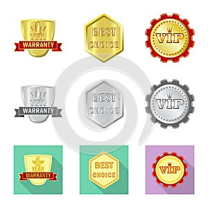 Isolated object of emblem and badge icon. Collection of emblem and sticker stock symbol for web.