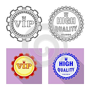 Isolated object of emblem and badge icon. Set of emblem and sticker stock vector illustration.