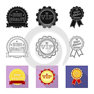 Isolated object of emblem and badge sign. Collection of emblem and sticker stock vector illustration.