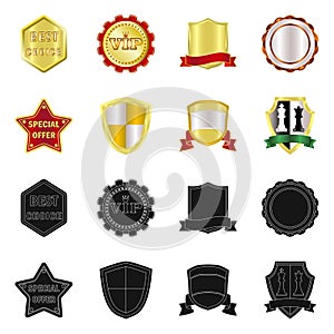 Isolated object of emblem and badge symbol. Collection of emblem and sticker vector icon for stock.