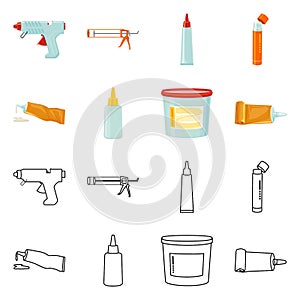 Isolated object of equipment and stickies sign. Set of equipment and fixing stock vector illustration.