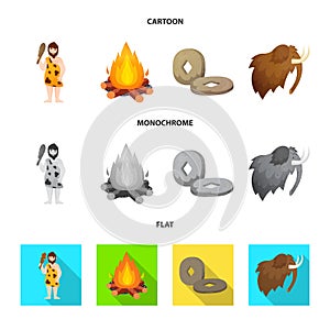 Isolated object of evolution and neolithic logo. Collection of evolution and primeval stock vector illustration.