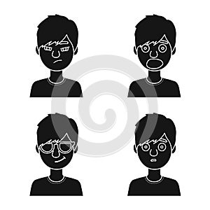 Isolated object of face and boy sign. Set of face and young vector icon for stock.