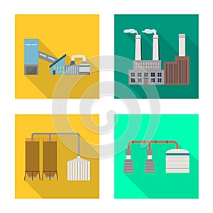 Isolated object of factory and industry icon. Collection of factory and construction vector icon for stock.