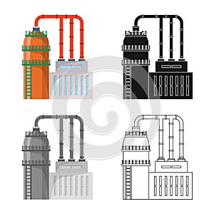 Isolated object of factory and manufactory logo. Set of factory and pollution stock vector illustration.