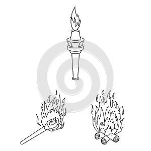 Isolated object of fire and flame logo. Set of fire and fireball vector icon for stock.